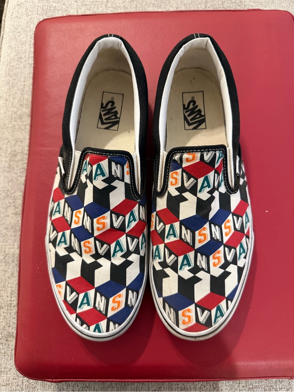 Vans Modern Geometric Cube Slip On Sneakers Men’s 12 Multicolor